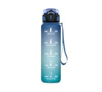Mulbijeo Gourde 500 ML, Motivant et Étanche, Water Bottle, Réutilisable, Bouteille, Marqueur Horaire, Gourde Graduée pour La Salle de Sport, Le Travail, Bouteille D'eau, Bleu & Vert
