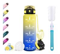 Mulbijeo Gourde 500ml, Sans BPA, Gourde de Sport Étanche avec Repères Horaires, Brosse pour Bouteille, Réutilisable, pour Course, Vélo, Gym, École