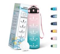 Mulbijeo Gourde 500Ml, Verrouillage Sécurisé, Bouteille D'eau Enfant, Conception Étanche, Bouteille Sport, Réutilisable, Gourde Graduée pour 1 Journee pour Sports, Vélo, Travail, L'école, Yoga