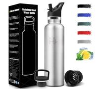 Mulbijeo Gourde Isotherme 0,75L, Reutilizable, Bouteille Isotherme Sin BPA, Aislamiento Al Vacío de Doble Pared, Gourde Avec Paille, Étanche, Bouteille D'eau Metal para Deporte, Oficina, Yoga