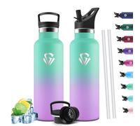 Mulbijeo Gourde Isotherme 0,75L, Reutilizable Sin BPA, Bouteille Isotherme, Aislamiento Al Vacío de Doble Pared, Gourde Inox, avec Paille, Bouteille d'eau Metal para Adultos, Deporte, Oficina, Yoga