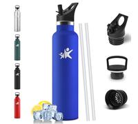 Mulbijeo Gourde Isotherme 1L, Étanche sans BPA, Bouteille Isotherme, Double Paroi, Gourde Avec Paille, 18/8 Acier Inoxydable, Réutilisable, Bouteille d'eau pour Randonnée, Bureau, Yoga, Sport