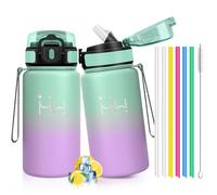 Mulbijeo Gourde Isotherme 500 ML, Gourde INOX avec Paille, Réutilisable, Bouteille d'eau sans BPA, Anti-Fuite, Isolation sous Vide en Acier Inoxydable à Double Paroi, pour Enfants, Adultes, Sport