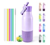 Mulbijeo Gourde Isotherme 700 ML, Bouteille d'eau, Acier Inoxydable, Bouteille d'eau Étanche, Double Paroi Isolante Bouteille, Réutilisable pour Voyage, Randonnée, École, Violet Clair - Violet Foncé