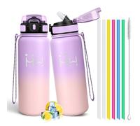 Mulbijeo Gourde Isotherme 750 ML, Reutilizable Sin BPA, Bouteille Isotherme, Aislamiento Al Vacío de Doble Pared, Gourde Inox, avec Paille, Bouteille d'eau Metal para Adultos, Deporte, Oficina, Yoga