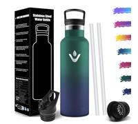 Mulbijeo Gourde Isotherme 750 ML, Reutilizable Sin BPA, Bouteille Isotherme, Aislamiento Al Vacío de Doble Pared, Gourde Inox, avec Paille, Bouteille d'eau Metal para Adultos, Deporte, Oficina, Yoga