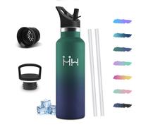 Mulbijeo Gourde Isotherme, 750ml en Inox 18/8, Bouteille, sans BPA, Anti-Fuite, Gourde Inox, Réutilisable, Gourdes, avec Paille, Bouteille d'Eau pour Sport École Voyage