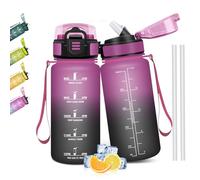 Mulbijeo Gourde Paille 500ml, Sans BPA & Étanches, Bouteille, Portable Motivation Bouteille d'eau, Avec Marqueur de Temps, Petite Gourde pour Gym, Ecole, Cyclisme, Plein Air, Sport