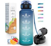 Mulbijeo Gourde Paille, Étanche, Gourde 1l5, Échelle de Temps et Slogans de Motivation, Bouteille Sport avec Paille, Portable, Bouteille d'eau pour Randonnée, Camping, Fitness, Cyclisme