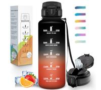 Mulbijeo Gourde Paille, Étanche, Gourde 1l5, Échelle de Temps et Slogans de Motivation, Bouteille Sport avec Paille, Portable, Bouteille d'eau pour Randonnée, Camping, Fitness, Cyclisme