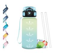 Mulbijeo Gourde Paille, Étanches, Bouteille 500ml, Portable, Bouteille d'eau Sans BPA, Échelle de Temps, Gourde Graduée pour 1 Journee pour Gym, Ecole, Cyclisme, Plein Air, Sport