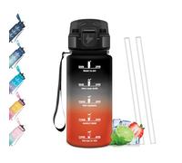 Mulbijeo Gourde Paille, Étanches, Bouteille 500ml, Portable, Bouteille d'eau Sans BPA, Échelle de Temps, Gourde Graduée pour 1 Journee pour Gym, Ecole, Cyclisme, Plein Air, Sport