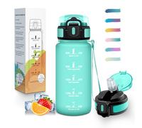 Mulbijeo Gourde Paille, Étanches, Gourde 500ml, Portable Motivation Bouteille d'eau Sans BPA, Avec Marqueur de Temps, Bouteille pour Gym, Ecole, Cyclisme, Plein Air, Sport, Water Bottle