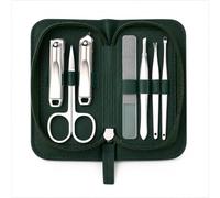 Mulbijeo Kit Manucure 7 Pièces - Ciseaux à Ongles, Ciseaux à Peau, Coupe-Ongles Pieds & Mains, Cure-Ongles, Pince à Épiler, Lime à Ongles en Verre, Vert Foncé