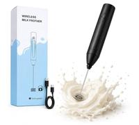 Mulbijeo Mousseur À Lait Électrique Portable - Mousseur À Lait À Main Noir Avec Fouet En Acier Inoxydable, Sans BPA, Pour Cappuccino, Matcha & Chocolat Chaud