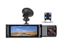 Mulcort 3 Caméras Dash Cam, Caméra de Voiture Dashcam avec 4 lumières LED, Surveillance de Stationnement, système Triple Canal, Enregistrement en Boucle
