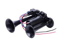 Mulcort 600DB Corne de Voiture, Double Trompettes avec compresseur Universel, Kit de klaxon Super puissants pour Voitures 12V, Motos, camions, Trains, Bateaux(Noir)