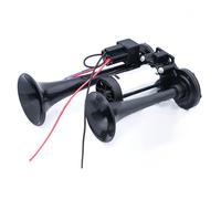 Mulcort 600DB Corne de Voiture, Double Trompettes avec compresseur Universel, Kit de klaxon Super puissants pour Voitures 12V, Motos, camions, Trains, Bateaux(Noir Argent)