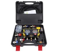 Mulcort Ensemble de Jauges de Collecteur AC Manomètre Pression Climatisation Voiture Professionnel Mallette à Outils Chargeur AC Automatique pour Véhicules électriques et à