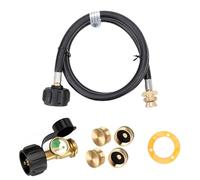 Mulcort Kit adaptateur de compteur de gaz, en laiton haute performance, moniteur de pression de chauffage de barbecue avec tuyau de 4 pieds pour barbecue, compatible avec les chars de 1 lb à 20 lb