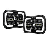 Mulcort Lot de 2 Phare de Travail, Phares LED Rectangulaires de 7 Pouces avec Feux de Route/Croisement, Clignotants DRL Compatible avec Jeep Compatible avec Cherokee XJ Compatible avec Wrangler YJ