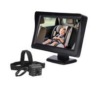 Mulcort Moniteur de Caméra de Voiture pour bébé 4,3 Pouces HD 1080P Vision Nocturne Rotatif à 360° Angle Vue 150° Prise USB pour la sécurité du Nouveau-né dans la (Caméra arrière avec 8 lumières)