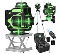 Mulcort Niveau laser autonivelant 360°,niveau laser vert 4D 16 lignes,ligne verticale horizontale,batterie rechargeable 2*2400mAh,IP54,télécommande APP mobile,Niveaux laser avec télécommande,trépied