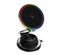 Mulcort Support de Téléphone Magnétique pour Voiture 15W Charge Rapide Qi Compatible avec Ventouse et Lumière LED Réglable Multiple pour Voiture et Maison ABS PC TPU Alliage de Zi