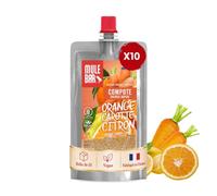 Mulebar 10 Compotes Énergétiques Patate Douce Orange Carotte 65g | Vegan, sans gluten, glucides complexes, gourdes refermables