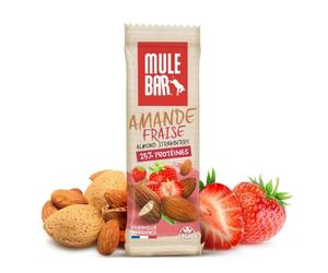 MULEBAR - Barre Énergétique - Amande & Fraise - Riche En Protéine - Facile À Digérer - Bio Vegan 40g - Snack Énergie Naturelle - Idéal Sport (Running, Vélo, Fitness)