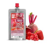 MULEBAR - Compote Énergétique Bio - Fraise, Groseille & Betterave - Énergie Rapide Sport (Cyclisme, Trail, Running) - Format Nomade - Vegan, Sans Gluten - 65g