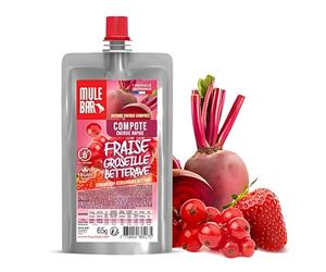 Mulebar compote énergétique - Fraise - Groseille - Betterave - 65g - vegan - Gel énergétique - Fabriquée en France