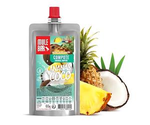 Mulebar Pulpe de Fruit Ananas Noix de Coco Poche refermable 65g - Vegan - Se consomme comme un gel