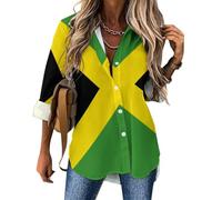 MULERN Chemise à Manches Longues pour Femme avec Drapeau Jamaica