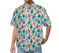 MULERN Chemise Avocat avec Boutonnière - Chemise Hawaïenne pour Homme - Manches Courtes - Imprimé Simple Et Mignon - Chemises de Plage Décontractée pour Adulte