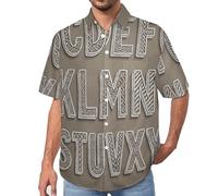 MULERN Chemise Lettres avec Boutonnière - Chemise Hawaïenne pour Homme - Manches Courtes - Imprimé Décorations Artistiques en 3D - Chemises de Plage Décontractée pour Adulte