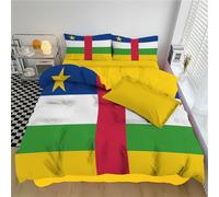 MULERN Drapeau du République Centrafricaine Ensemble de Literie À Motif Imprimé en 3D Housse de Couette À Thème, Ultra Douce 3 Pièces National Parure de Lit (200x200cm)