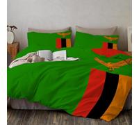 MULERN Drapeau du Zambie Ensemble de Literie À Motif Imprimé en 3D Housse de Couette À Thème, Ultra Douce 3 Pièces National Parure de Lit (240x260cm)