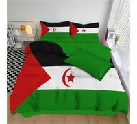 MULERN Housse de Couette Drapeau Sahara Occidental, Parure de Lit Motif National, Housse de Couette 240x260cm avec Taies d'oreiller, pour Déco Chambre Adulte Enfant