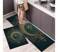 MULERN Lot de 2 Luxe Tapis de Sol Anti-Fatigue pour Décoration de la Maison et du Bureau - Imperméables, antidérapants et Confortables (Décoration en Croissant De Dentelle, 43x75cm+43x150cm)