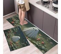 MULERN Lot de 2 Mystère dans Un Champ De Fraises Tapis de Sol Anti-Fatigue pour Décoration de la Maison et du Bureau - Imperméables, antidérapants et Confortables (Fantasme, 40x60cm+40x120cm)