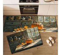 MULERN Lot de 2 Peinture Réaliste Tapis de Sol Anti-Fatigue pour Décoration de la Maison et du Bureau - Imperméables, antidérapants et Confortables (Vieille Citrouille De Placard, 50x80cm+50x150cm)