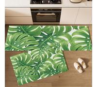MULERN Lot de 2 Plante Réaliste Tapis de Sol Anti-Fatigue pour Décoration de la Maison et du Bureau - Imperméables, antidérapants et Confortables (Feuilles De Monstera, 50x80cm+50x150cm)