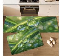 MULERN Lot de 2 Plantes Naturelles Tapis de Sol Anti-Fatigue pour Décoration de la Maison et du Bureau - Imperméables, antidérapants et Confortables (Gouttes d'eau Feuilles, 43x75cm+43x150cm)