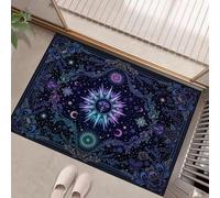 MULERN Paillasson à Les Corps Célestes Soleil Lavable d'intérieur, à Poils Courts, Tapis Style Symbolisme Mystérieux, 90x150cm, Pliable Antidérapant, Idéal pour Porte d'entrée Cuisine Patio