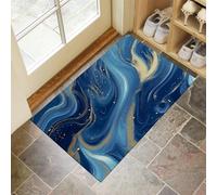 MULERN Paillasson Attrape Poussière - 60X90Cm Tapis Sol Antidérapant Lavable en Machine, Tapis D'Entrée avec Microfibres Douces Vagues Bleues en Feuille d'or Absorbantes pour Chien, Porte, Couloir