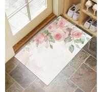 MULERN Paillasson Attrape Poussière - 80X120Cm Tapis Sol Antidérapant Lavable en Machine, Tapis D'Entrée avec Microfibres Douces Aquarelle Rose Absorbantes pour Chien, Porte, Couloir