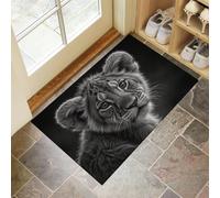 MULERN Paillasson Attrape Poussière, Mignon Petit Tigre Tapis de Sol Antidérapant Lavable Machine, Animal Tapis d'Entrée Absorbantes pour Chien, Porte Couloir, 40x60cm, Noir Gris