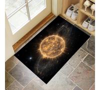 MULERN Paillasson Attrape Poussière, Système Solaire Soleil Tapis de Sol Antidérapant Lavable Machine, Surréalisme Tapis d'Entrée Absorbantes pour Chien, Porte Couloir, 40x60cm, Or Noir