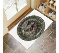 MULERN Paillasson Attrape Poussière, Tyrannosaure Rex Tapis de Sol Antidérapant Lavable Machine, Surréalisme Tapis d'Entrée Absorbantes pour Chien, Porte Couloir, 60x90cm, Gris